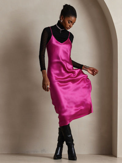 Pure Silk Spaghetti Strap Long Dress