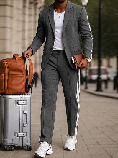 Modern Blazer Suit with Side Stripe Detail