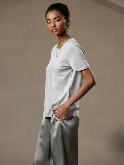 Silk Knitted Round Neck T-Shirt