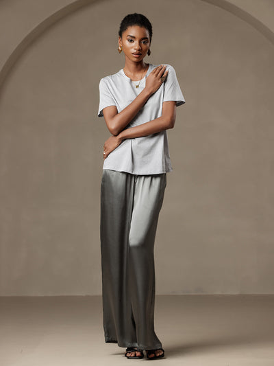 Silk Knitted Round Neck T-Shirt