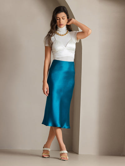 19Momme Mulberry Silk Stretch Long Straight Skirt