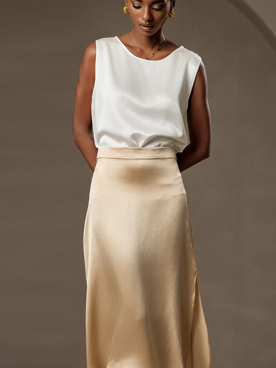 19Momme Silk Lounge Round Neck Tank Top