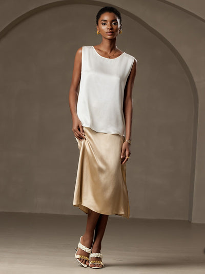 19Momme Silk Lounge Round Neck Tank Top