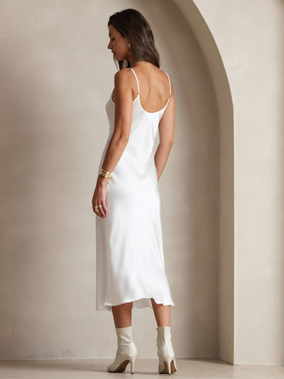 Pure Silk Spaghetti Strap Long Dress