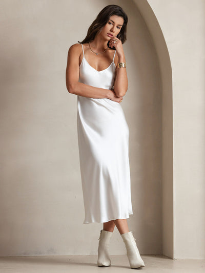 Pure Silk Spaghetti Strap Long Dress