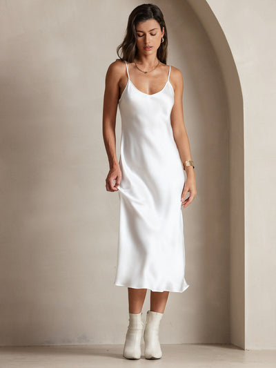 Pure Silk Spaghetti Strap Long Dress