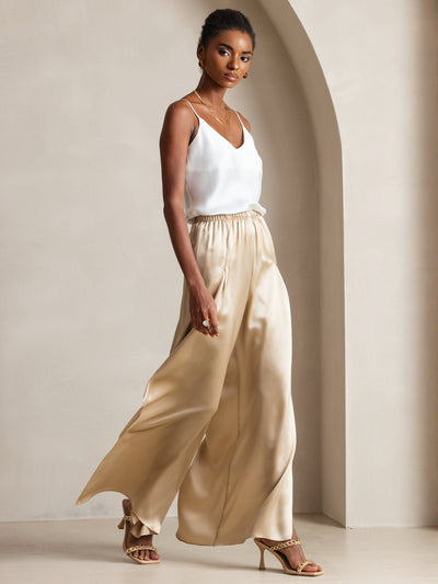 V-neck Pure Silk Spaghetti Straps Camisole Top