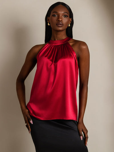 19Momme Silk Relaxed Sleeveless Halter Top
