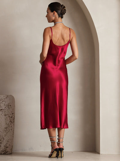 Pure Silk Spaghetti Strap Long Dress
