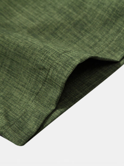 Short-Sleeve Stand Collar Top & Linen Straight-Legs