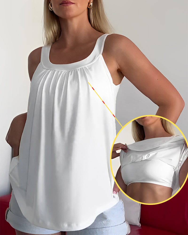 Strapless Pleated Solid Color Tank Top