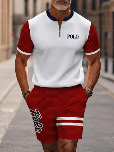 Short Sleeve Zipper Two-piece Set