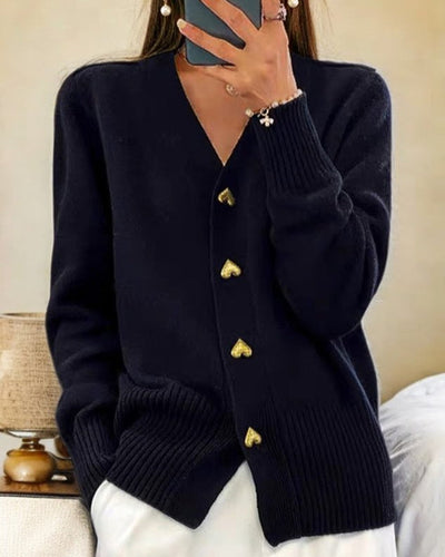 Adele Chic Heart-Button Cardigan